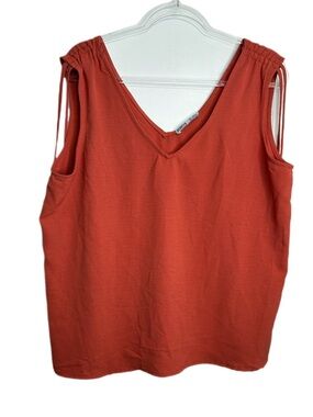 Tie-Shoulder V-Neck Tank Top in Rust